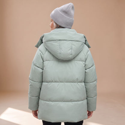 Cozy Black Puffer Jacket for Women with Hooded Collar Zip Up Quilted Oversized Winter Style