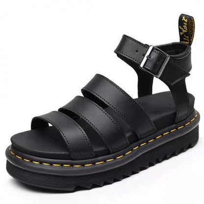 Comfortable Platform Sandals for Women with Chunky Sole Strappy Buckle Style