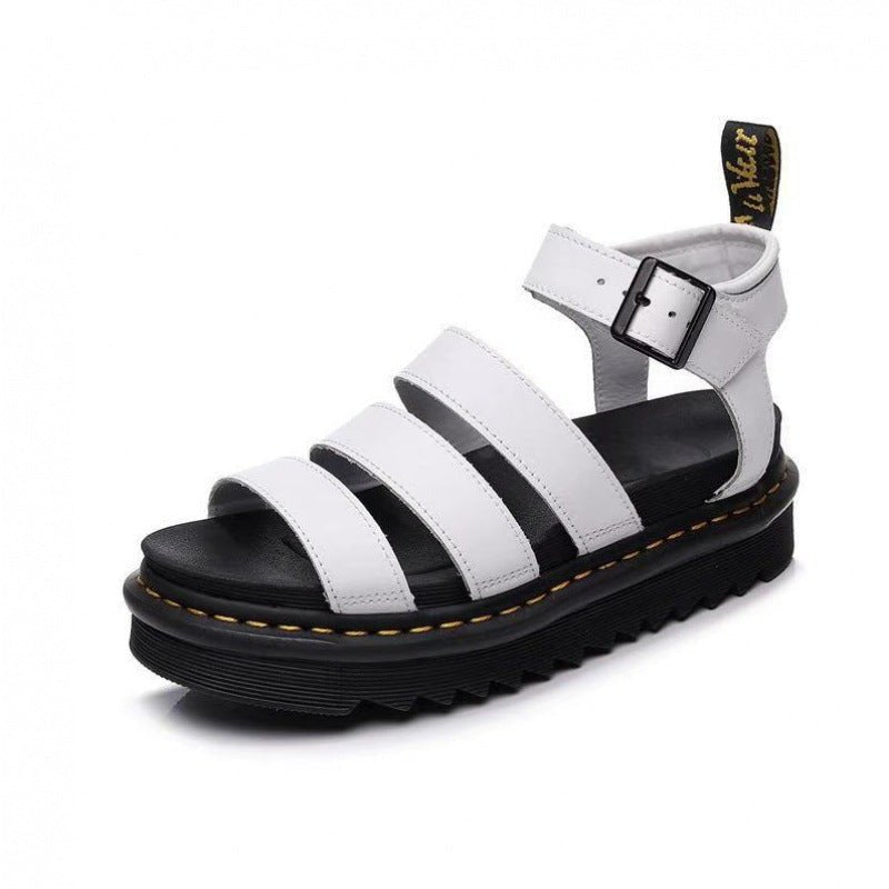 Comfortable Platform Sandals for Women with Chunky Sole Strappy Buckle Style