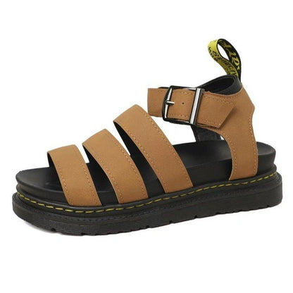 Comfortable Platform Sandals for Women with Chunky Sole Strappy Buckle Style