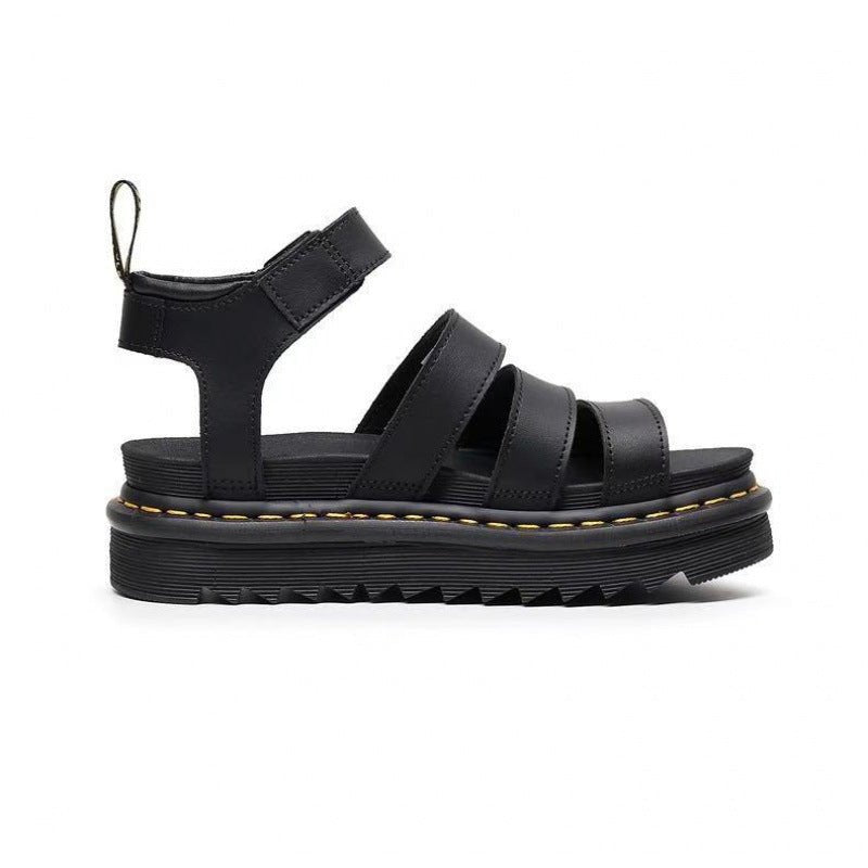 Comfortable Platform Sandals for Women with Chunky Sole Strappy Buckle Style