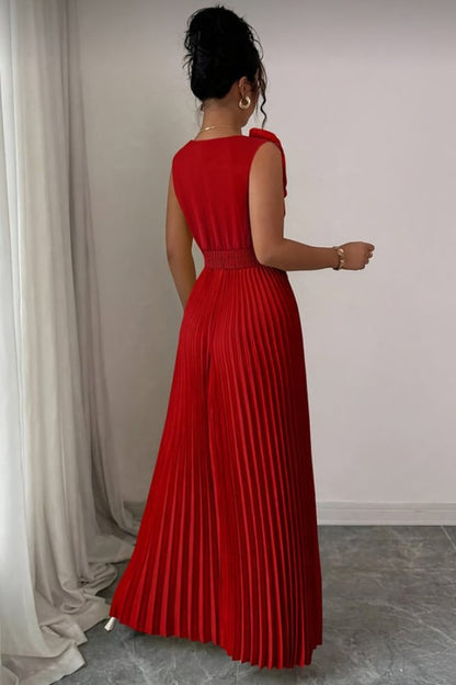 Elegant Evening Dresses for Women with Floral Applique Pleated Formal Wedding Guest Style