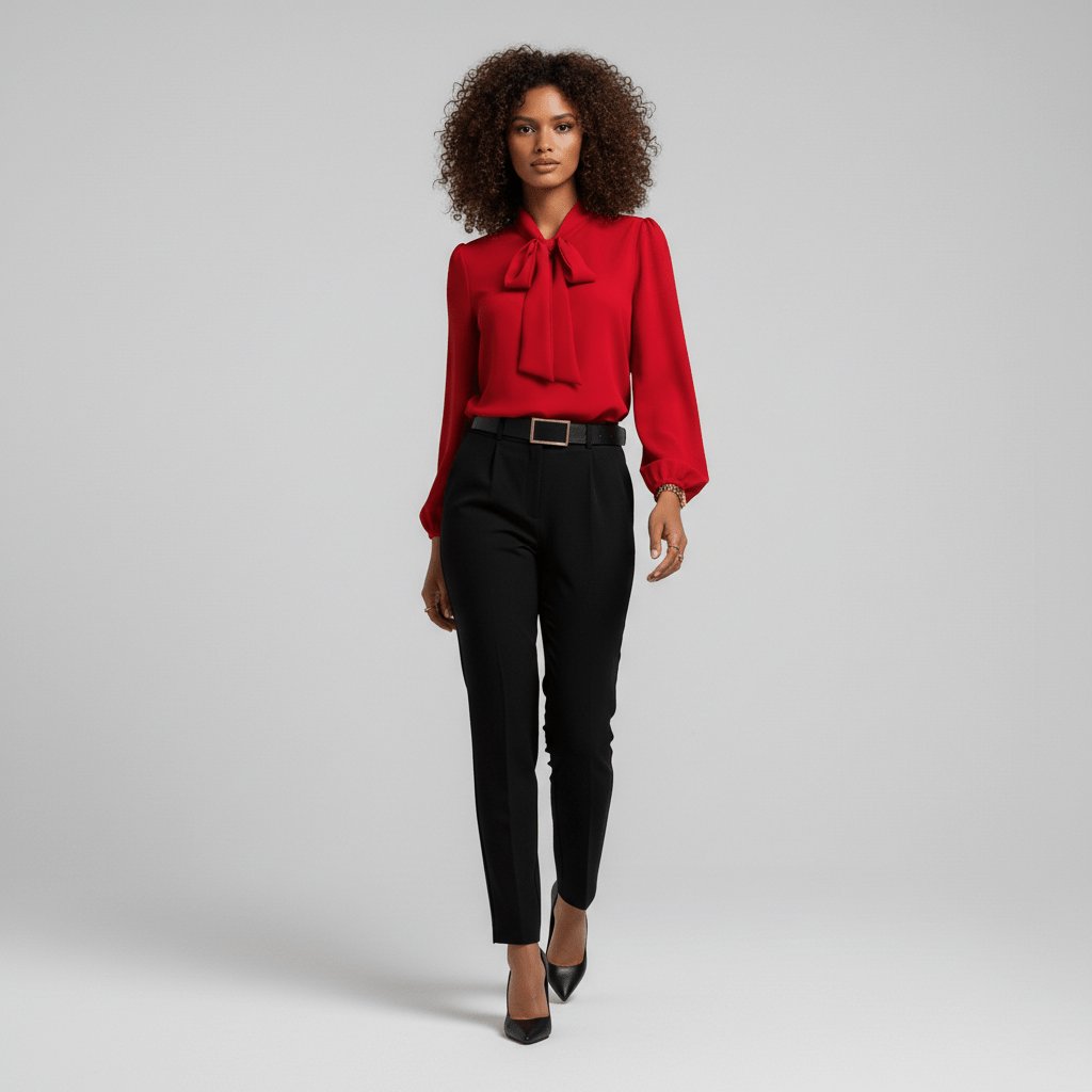 Effortless Blouses for Women with Bow Tie Neck Long Sleeve Relaxed Fit