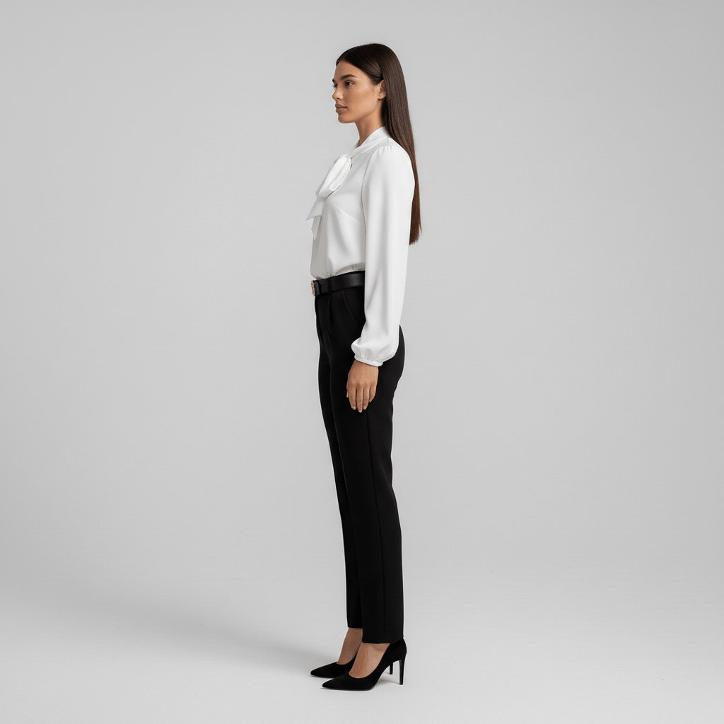 Effortless Blouses for Women with Bow Tie Neck Long Sleeve Relaxed Fit
