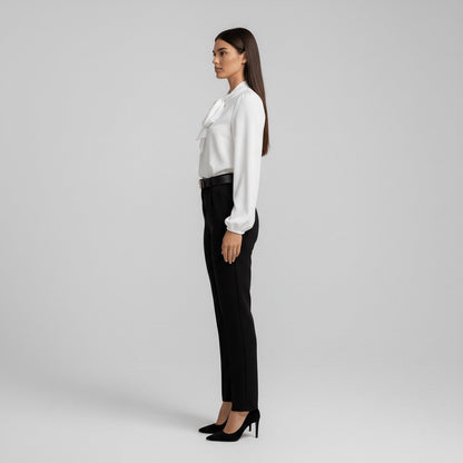 Effortless Blouses for Women with Bow Tie Neck Long Sleeve Relaxed Fit