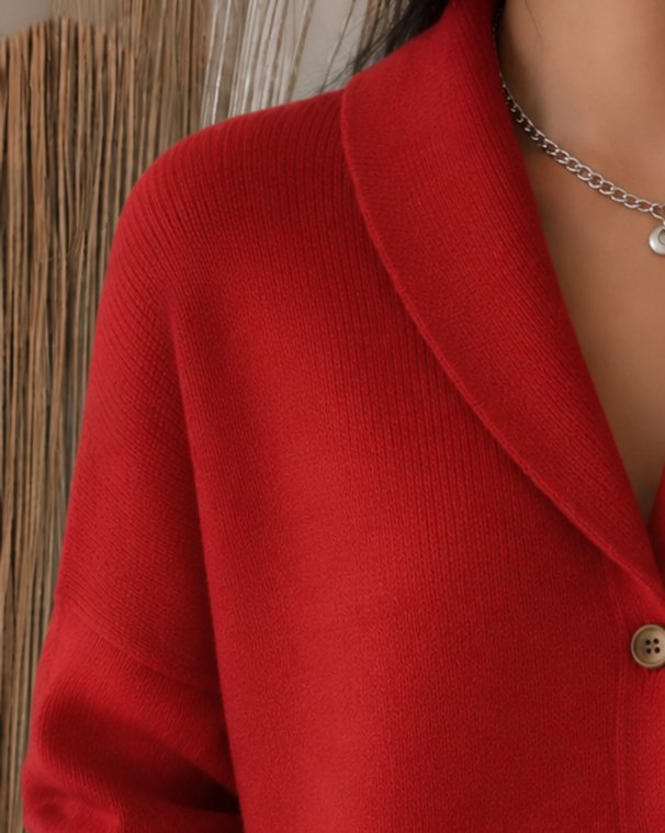 Effortless Cardigan Sweater for Women with Polo Collar Button Front Knit Style