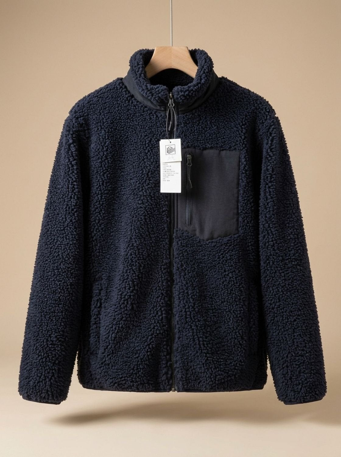 Cozy Sherpa Fleece Jacket for Women with Stand Collar Long Sleeve Full Zip Relaxed Style