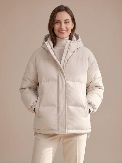 Cozy Relaxed Puffer Jacket for Women with Hooded Collar Long Sleeve Quilted Zip Winter Style
