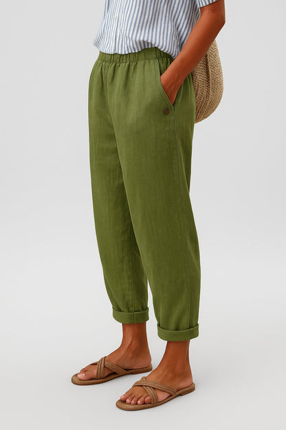 Evelyn | Women's Relaxed-Fit Linen-Look Trousers with Side Pockets