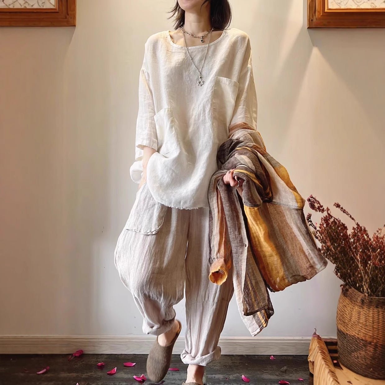 Effortless Tunics for Women with Relaxed Linen Patch Pocket Casual Style