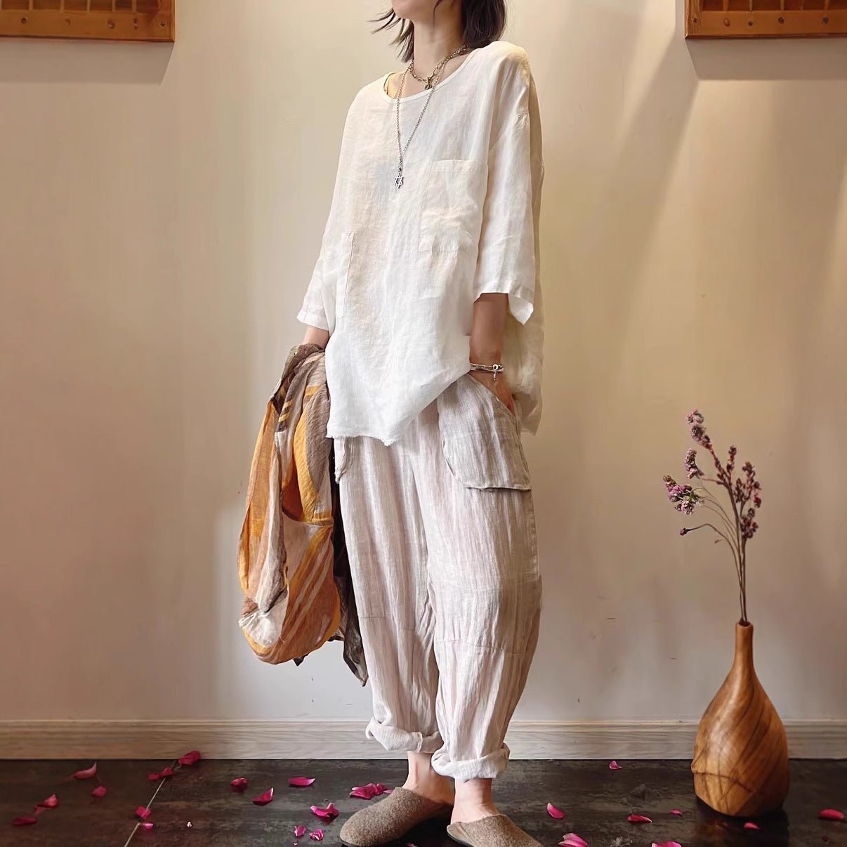 Effortless Tunics for Women with Relaxed Linen Patch Pocket Casual Style