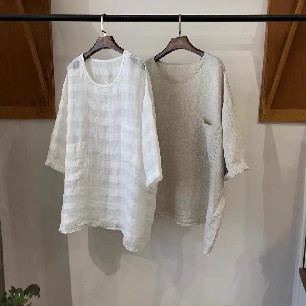 Effortless Tunics for Women with Relaxed Linen Patch Pocket Casual Style