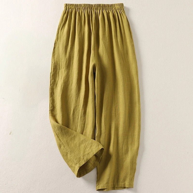 Effortless Linen Tapered Pants for Women with High Waist Elastic Relaxed Ankle Casual Style