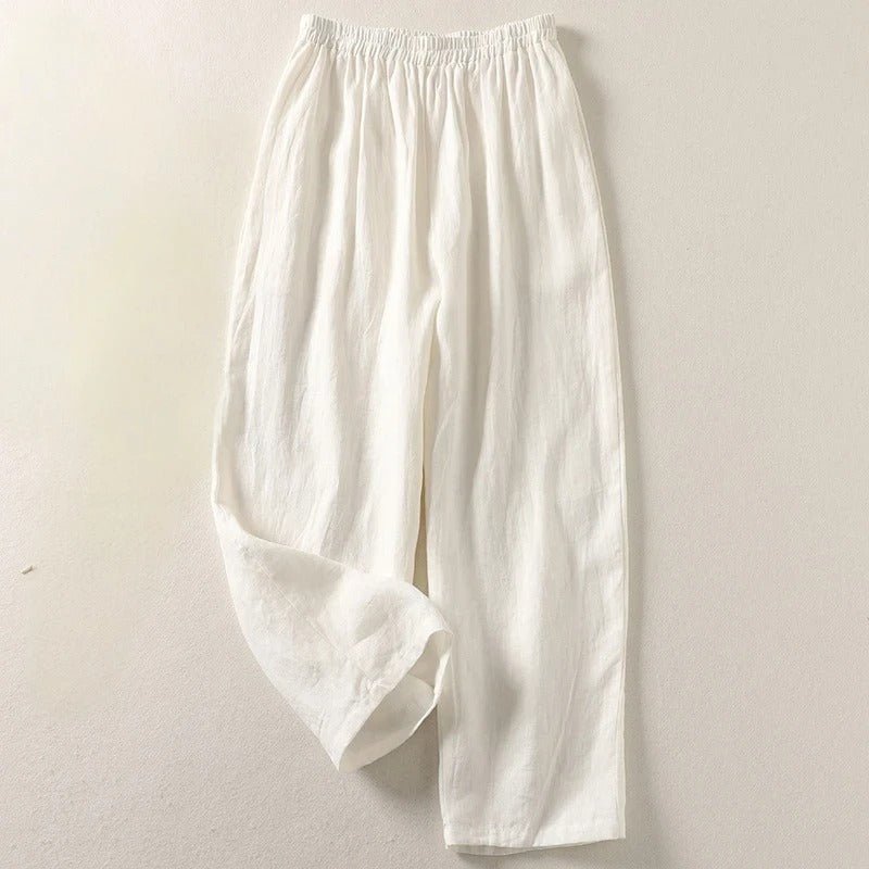 Effortless Linen Tapered Pants for Women with High Waist Elastic Relaxed Ankle Casual Style