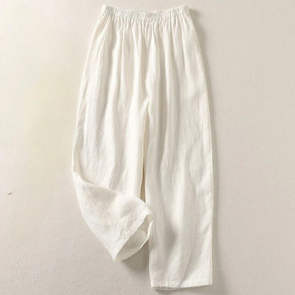 Effortless Linen Tapered Pants for Women with High Waist Elastic Relaxed Ankle Casual Style