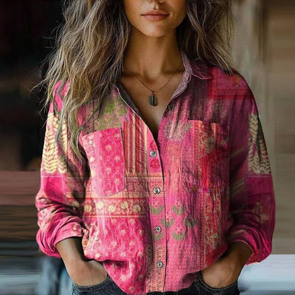 Isla | Women's Relaxed-Fit Long-Sleeve Paisley Print Bohemian Shirt