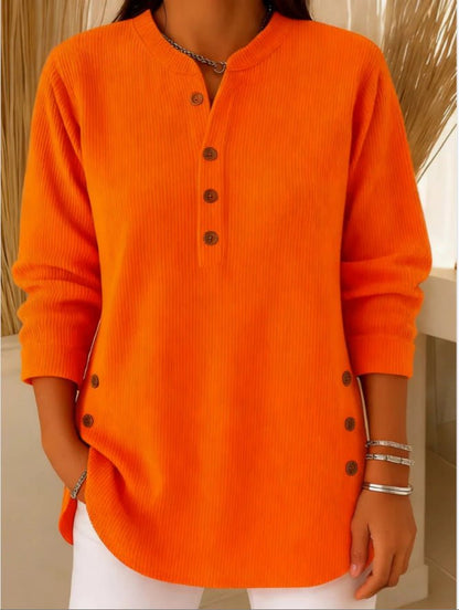 Effortless Tunics for Women with Longline Ribbed Henley Relaxed Fit Curved Hem