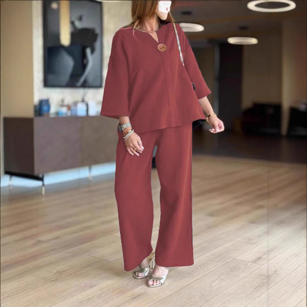 Effortless Tunics for Women with Wide Leg Palazzo Pants Linen Look Two Piece Set