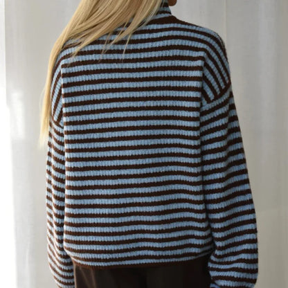 Comfortable Ribbed Cardigan for Women with High Collar Long Sleeve Oversized Zip Front Knit Style