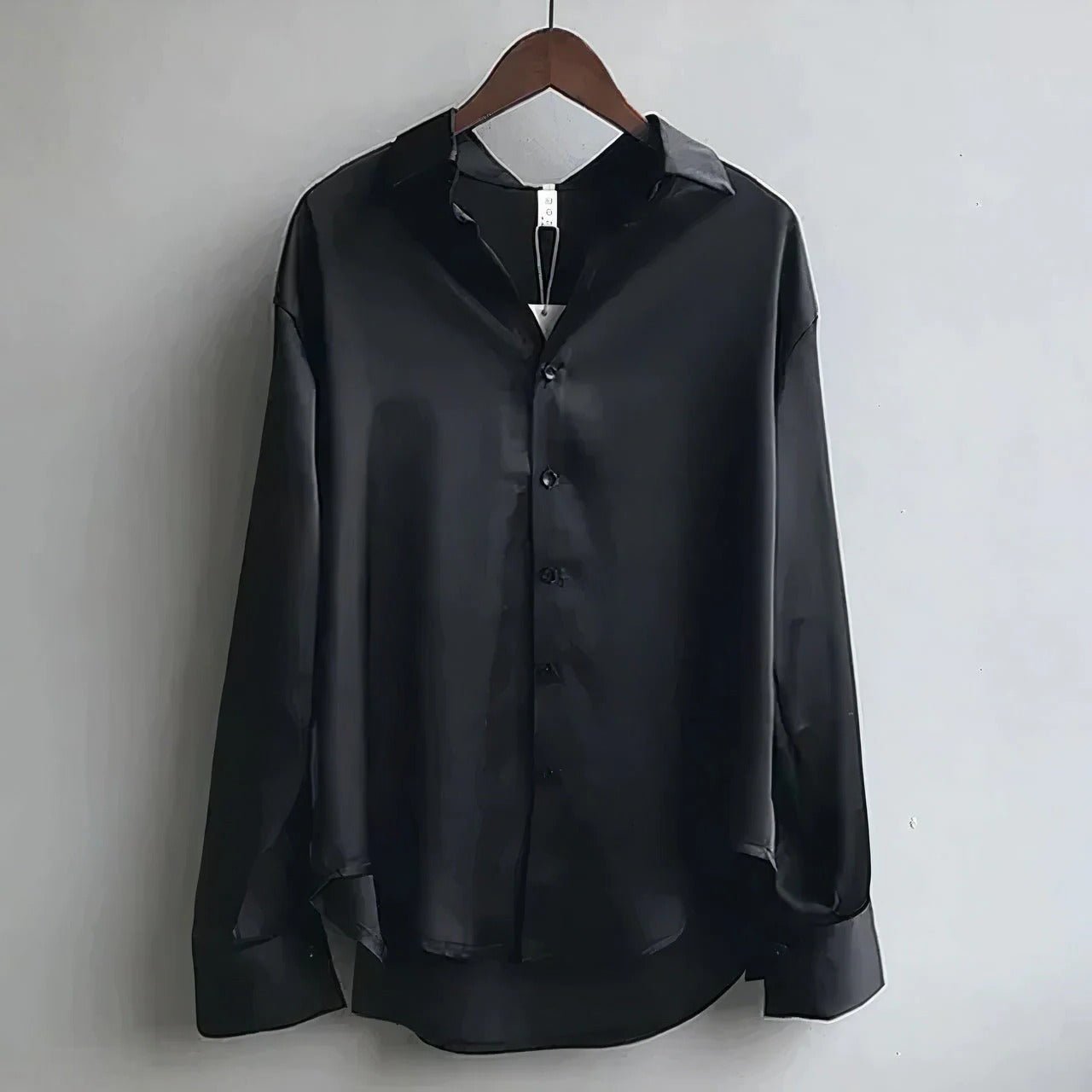 Elegant Satin Blouses for Women with Collar Long Sleeve Button Front Relaxed Silky Style