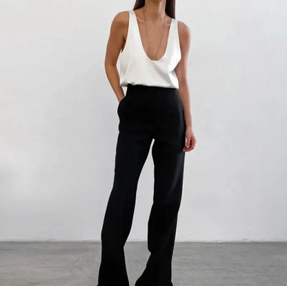 Effortless Satin Tank Top for Women with V Neck Racerback Relaxed Flowing Style