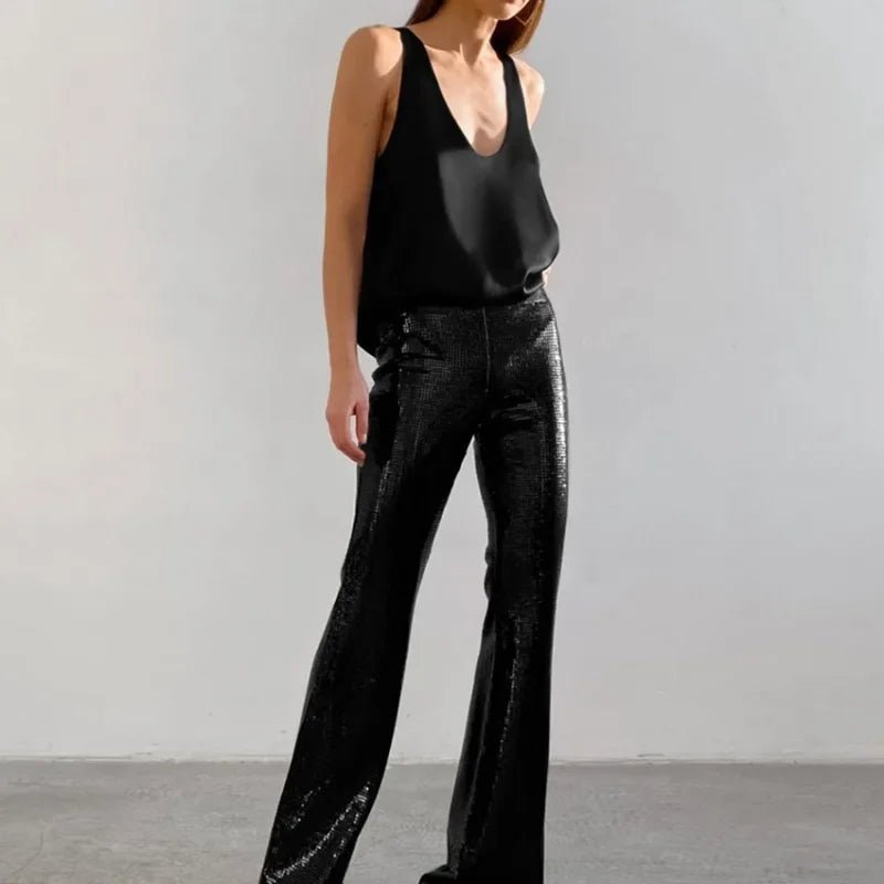 Effortless Satin Tank Top for Women with V Neck Racerback Relaxed Flowing Style