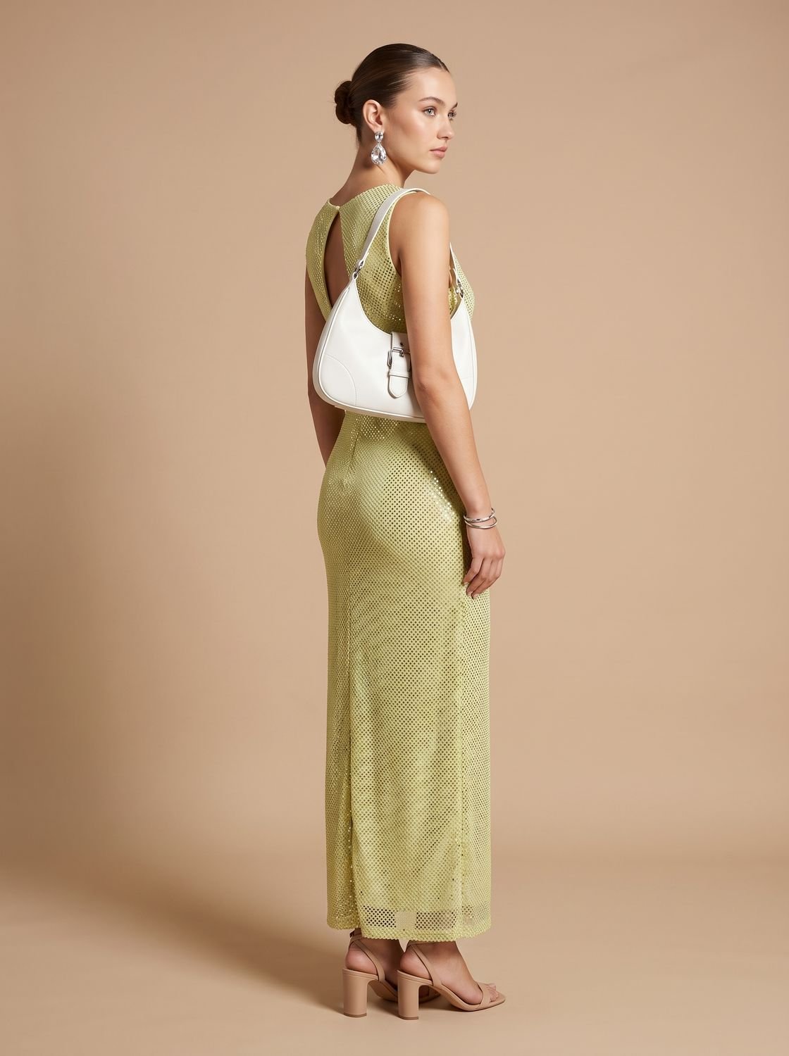 Elegant Sequin Bodycon Maxi Dress for Women with Scoop Neck Sleeveless Slim Shimmer Style