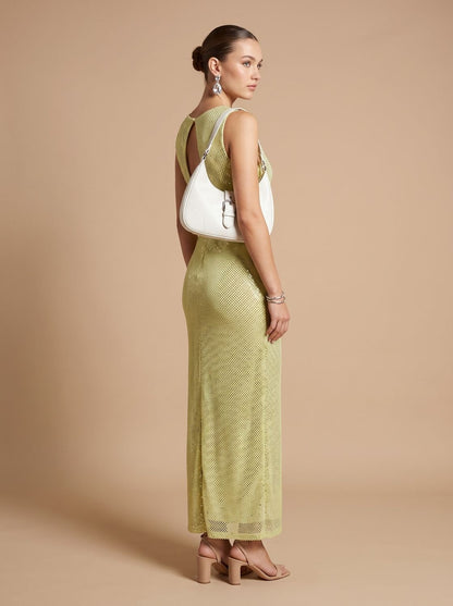 Elegant Sequin Bodycon Maxi Dress for Women with Scoop Neck Sleeveless Slim Shimmer Style