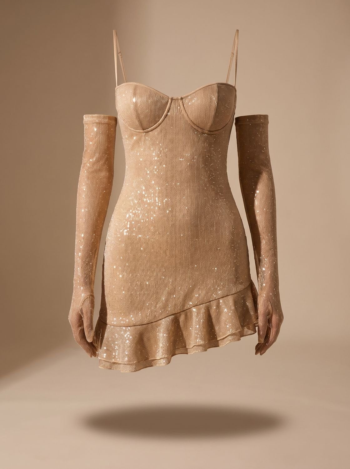 Elegant Sequin Cocktail Mini Dress for Women with Spaghetti-Strap Sweetheart Ruffle Bodycon Christmas Party Style