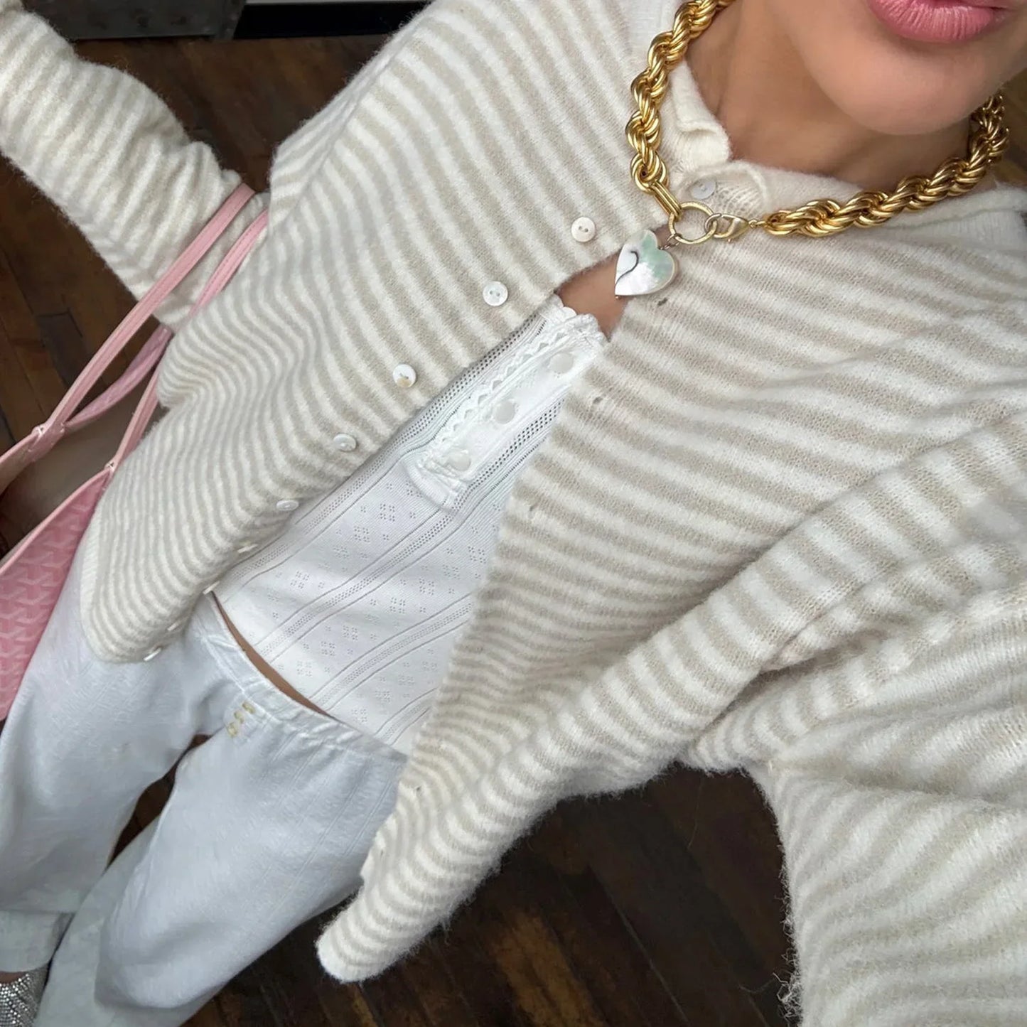 Comfortable Striped Cardigan Sweater for Women with Collar Long Sleeve Button Front Oversized Knit Style