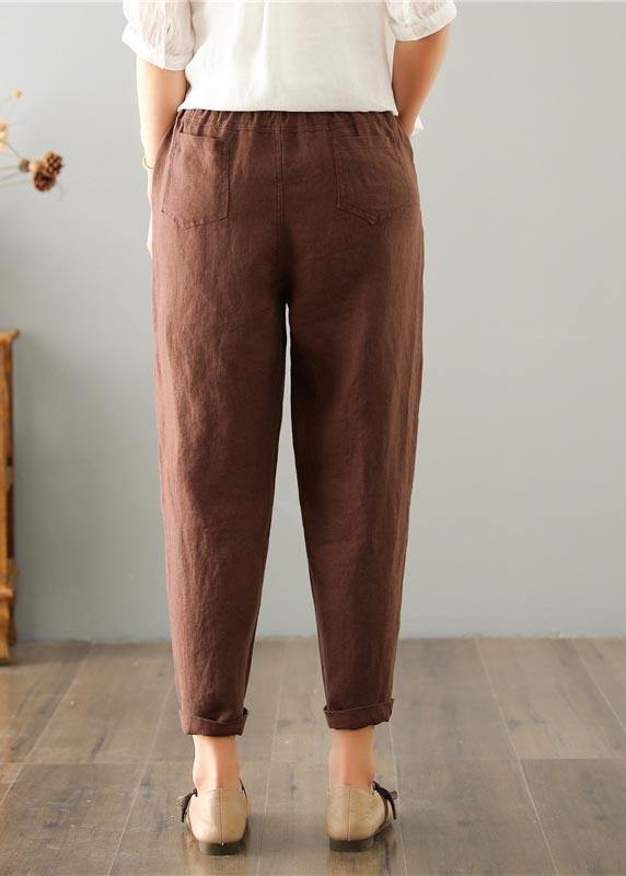 Effortless Linen Pants for Women with Elastic Waist Tapered Pocket Relaxed Casual Style