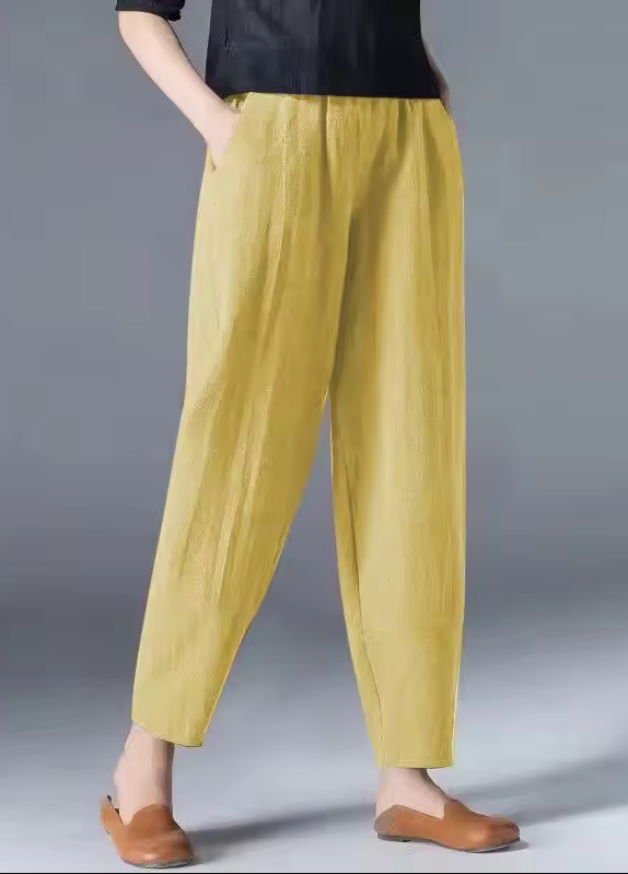 Effortless Linen Pants for Women with Elastic Waist Tapered Pocket Relaxed Casual Style