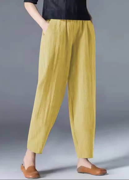 Effortless Linen Pants for Women with Elastic Waist Tapered Pocket Relaxed Casual Style