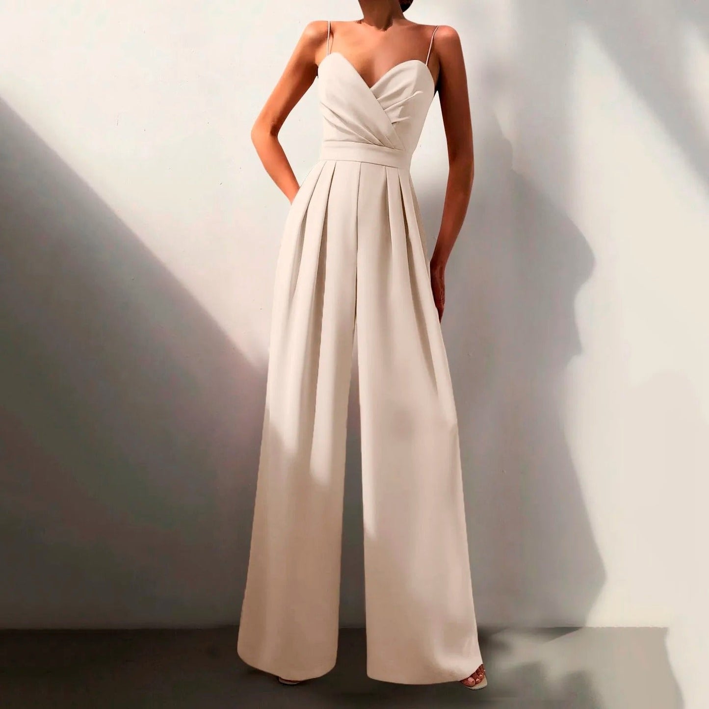 Elegant Jumpsuits for Women with Sweetheart Neck Spaghetti Strap Wide Leg Pants Formal Wedding Guest Style