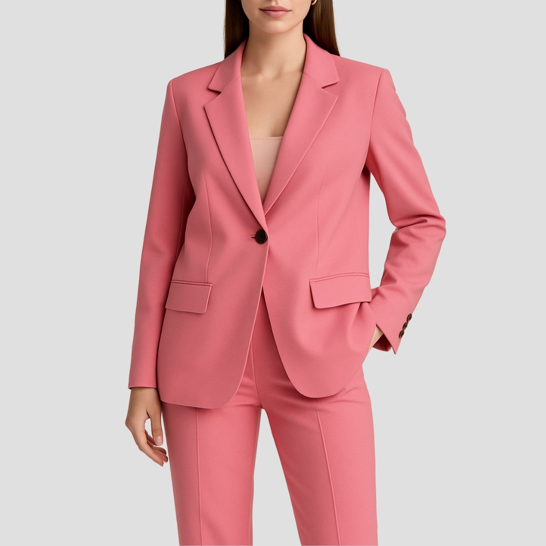 Elegant Tailored Suit for Women with Lapel Collar Long Sleeve Blazer Wide Leg Two Piece Style