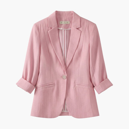Elegant Blazer for Women with Lapel Collar Long Sleeve Button Front Tailored Style