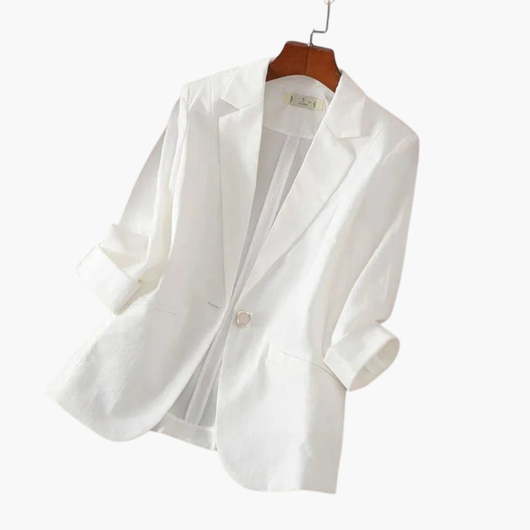 Elegant Blazer for Women with Lapel Collar Long Sleeve Button Front Tailored Style