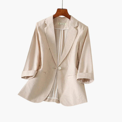 Elegant Blazer for Women with Lapel Collar Long Sleeve Button Front Tailored Style