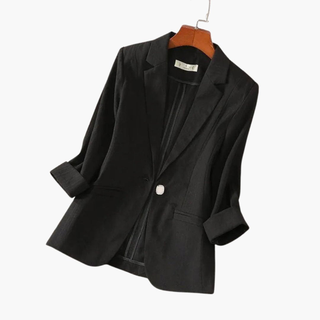 Elegant Blazer for Women with Lapel Collar Long Sleeve Button Front Tailored Style