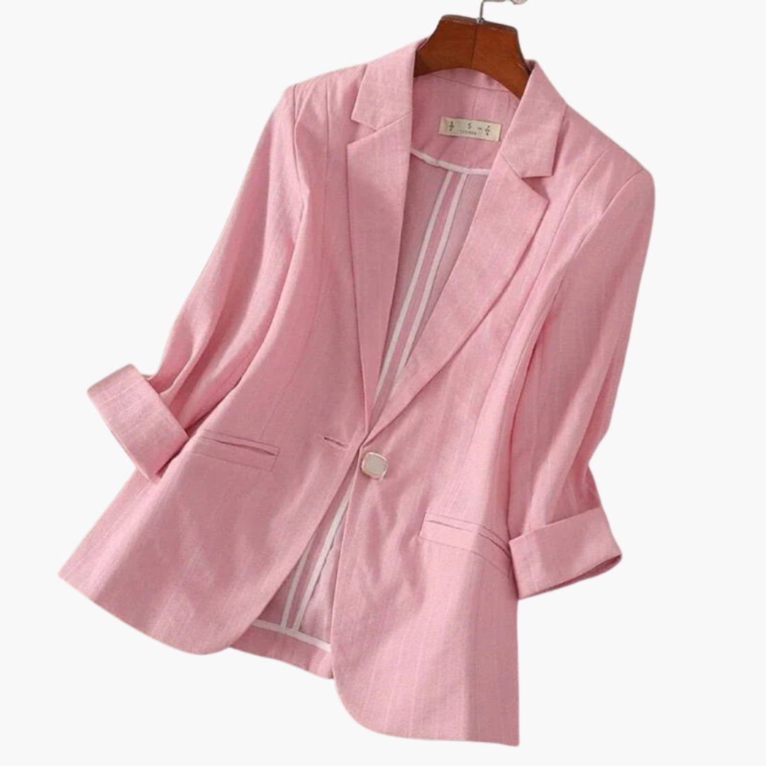 Elegant Blazer for Women with Lapel Collar Long Sleeve Button Front Tailored Style