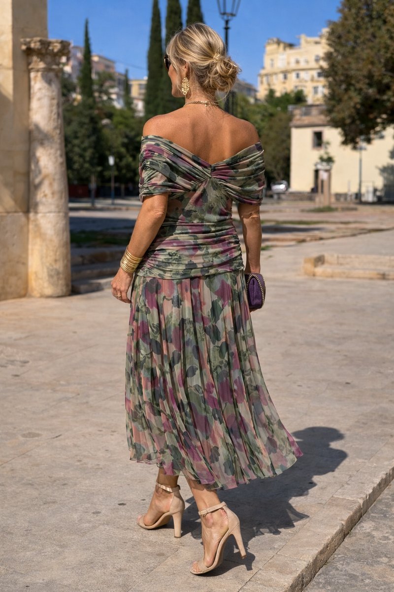 Elegant Wrap Maxi Dress for Women with V Neck Flutter Sleeve Ruched Flowing Fall Wedding Guest Style