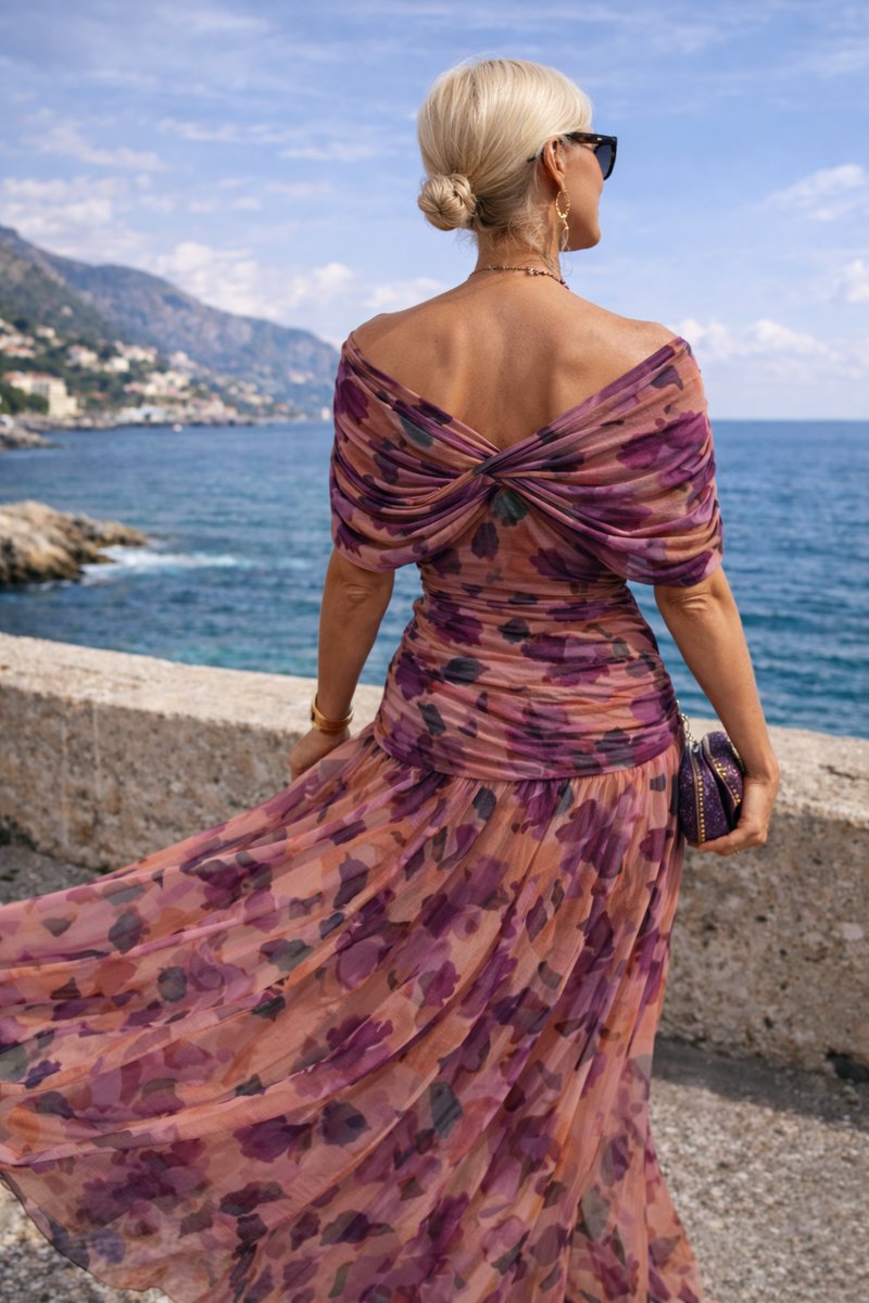 Elegant Wrap Maxi Dress for Women with V Neck Flutter Sleeve Ruched Flowing Fall Wedding Guest Style
