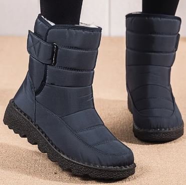 Cozy Waterproof Snowproof Boots for Women with Ankle Buckle Strap Chunky Sole Style