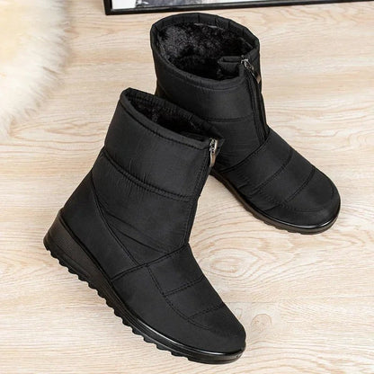 Cozy Waterproof Snowproof Boots for Women with Ankle Buckle Strap Chunky Sole Style