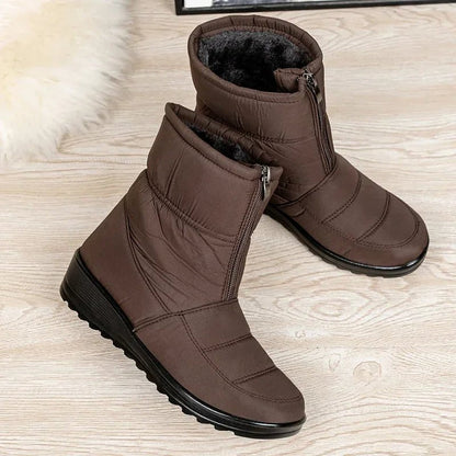 Cozy Waterproof Snowproof Boots for Women with Ankle Buckle Strap Chunky Sole Style