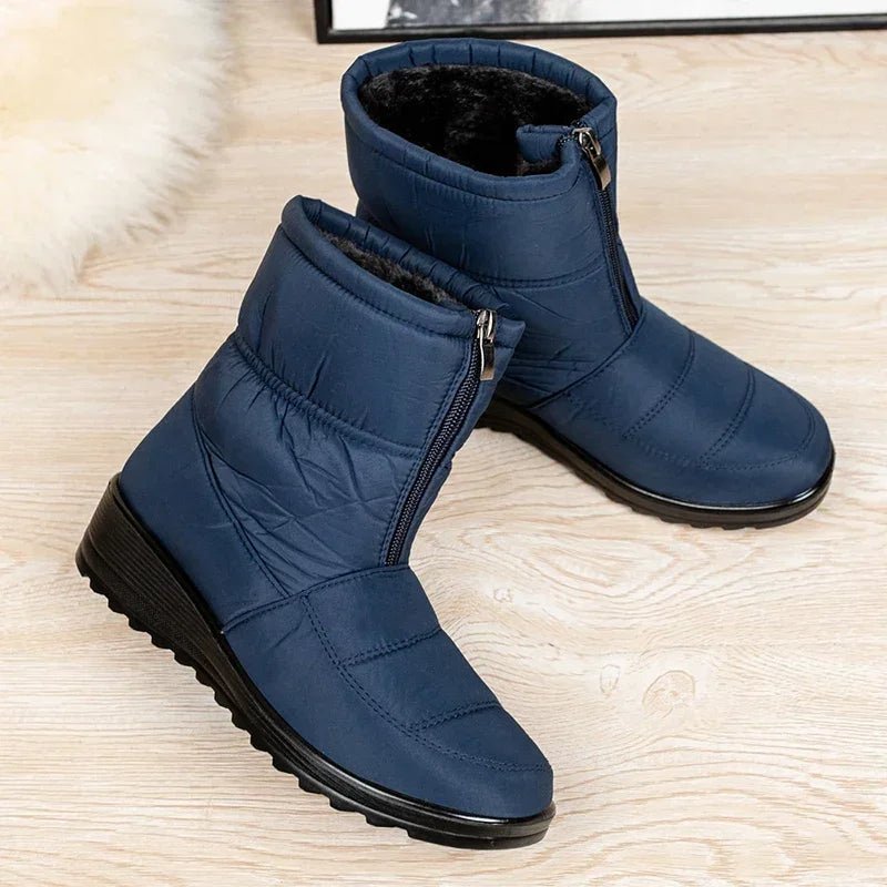 Cozy Waterproof Snowproof Boots for Women with Ankle Buckle Strap Chunky Sole Style
