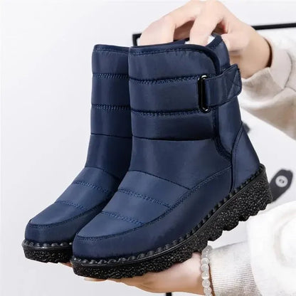 Cozy Waterproof Snowproof Boots for Women with Ankle Buckle Strap Chunky Sole Style
