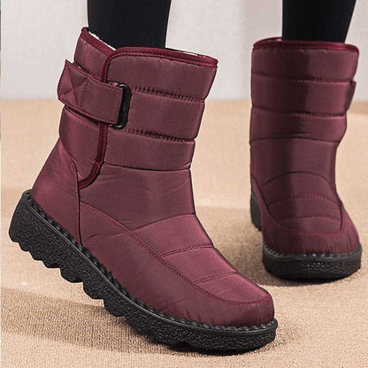 Cozy Waterproof Snowproof Boots for Women with Ankle Buckle Strap Chunky Sole Style