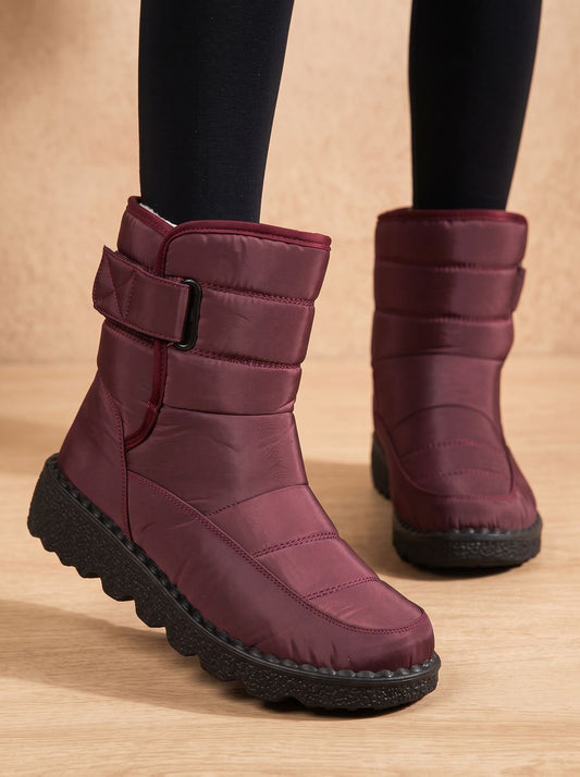 Cozy Fleece Lined Snow Boots for Women with Waterproof Strap Anti-Slip Lug Sole Winter Style