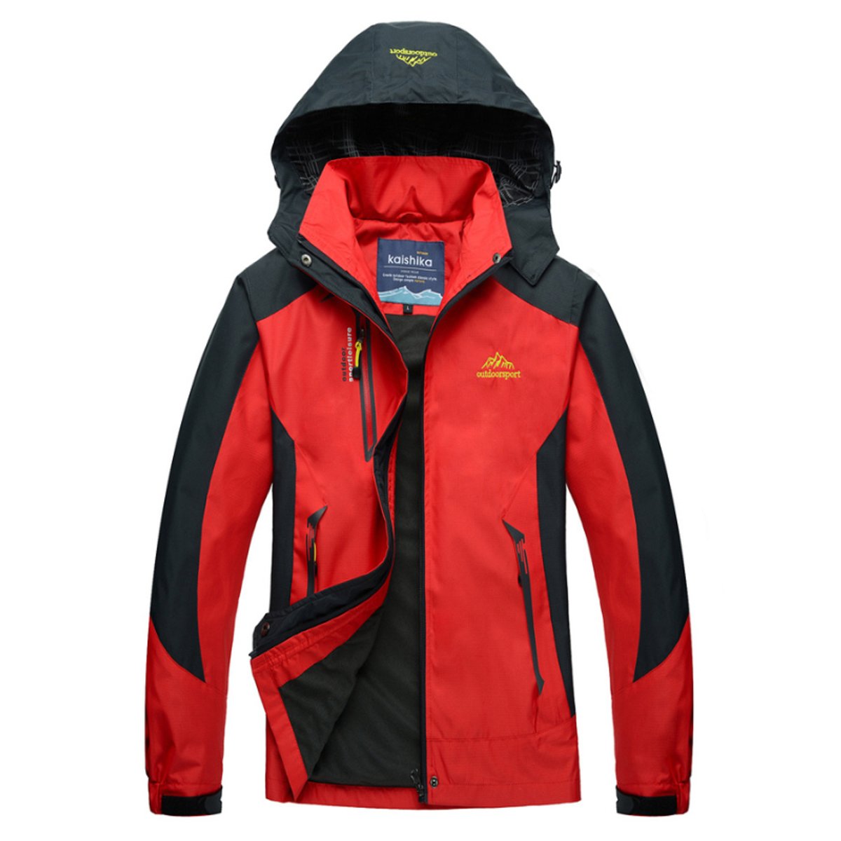 Effortless Waterproof Jacket for Women with Hooded Long Sleeve Colorblock Zip Front Casual Style